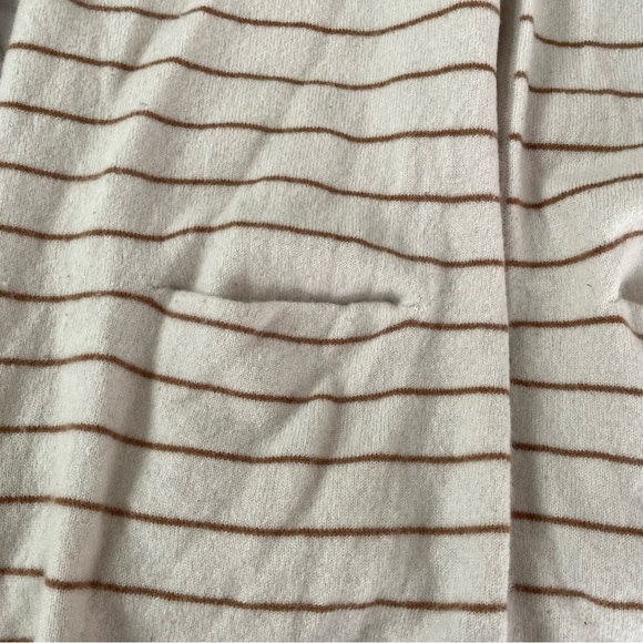 Garnet Hill SMALL 100% cashmere long stripe open cardigan sweater cream white - Picture 4 of 8